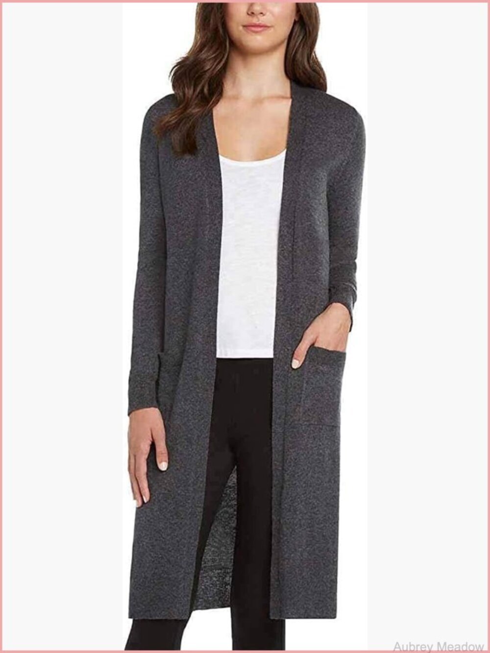 Extra Long Open Front V-Neck Duster Cardigan Sweater